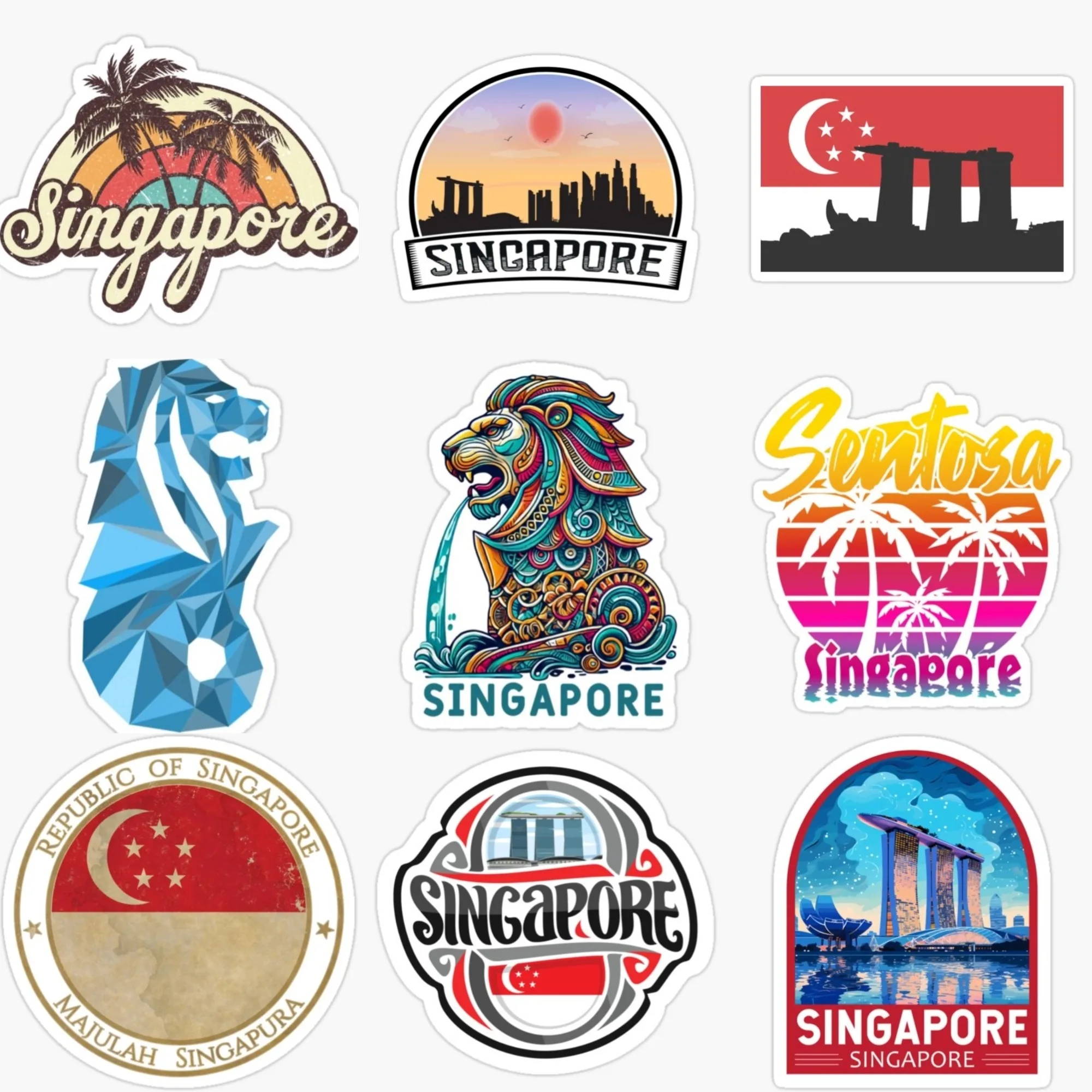 Car Accessories Singapore - Singapura SIN Bendera Peta Merlion Pemandangan
