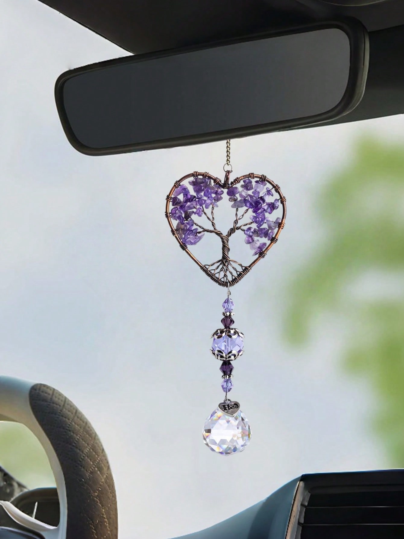 Car Accessories Evil Eye - Ornamen Mobil Pohon Kehidupan Amethyst Berbentuk