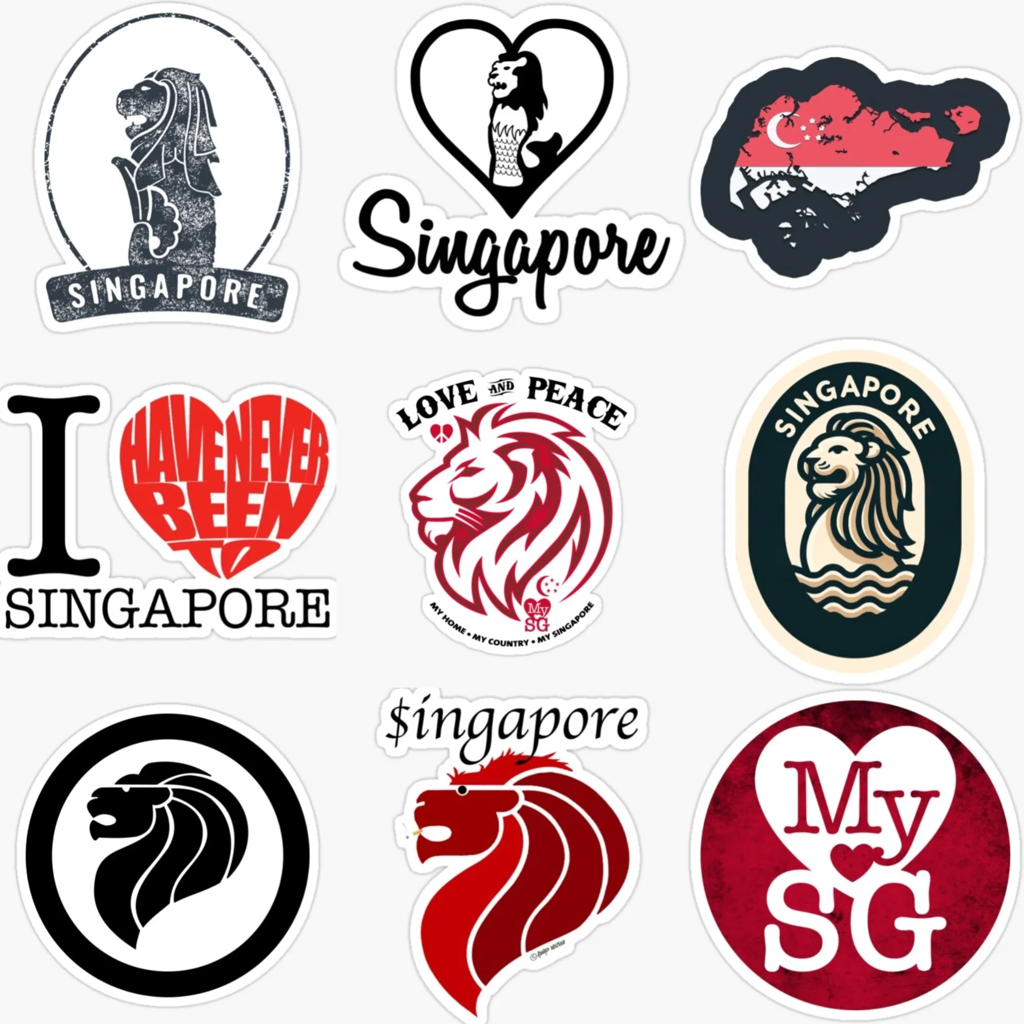 Car Accessories Singapore - Singapura SG Bendera Peta Merlion Emblem