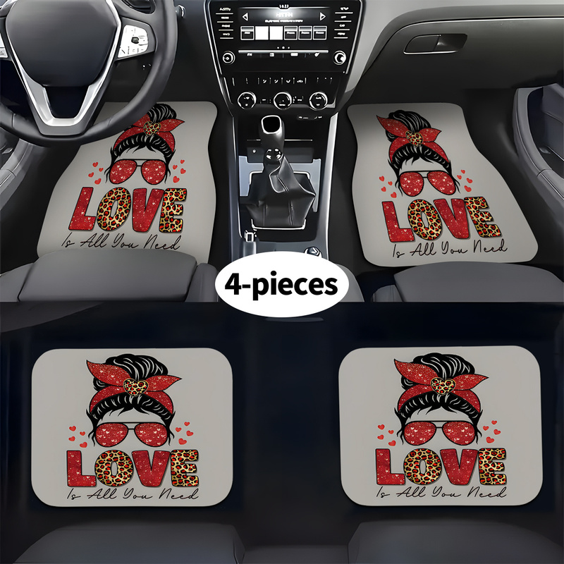 Car Accessories Bunnings - 4Pcs Karpet Lantai Mobil, Motif Hati