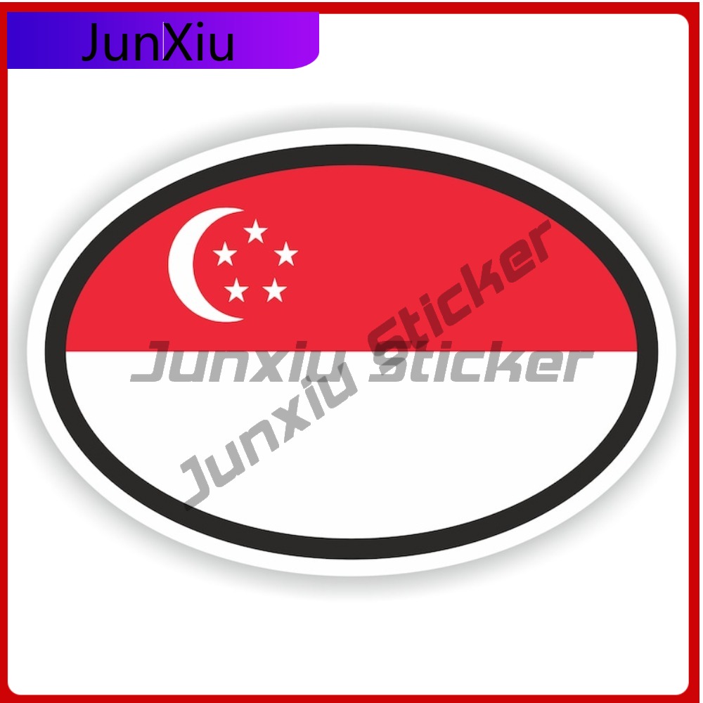 Car Accessories Singapore - Stiker Oval Bendera Singapura Anti Gores