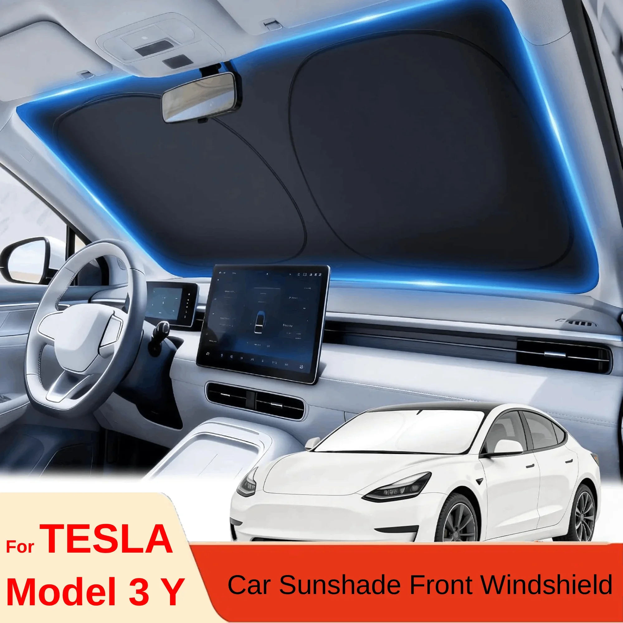 Windshield Sun Shade - Penutup Kaca Depan Mobil Tesla Model
